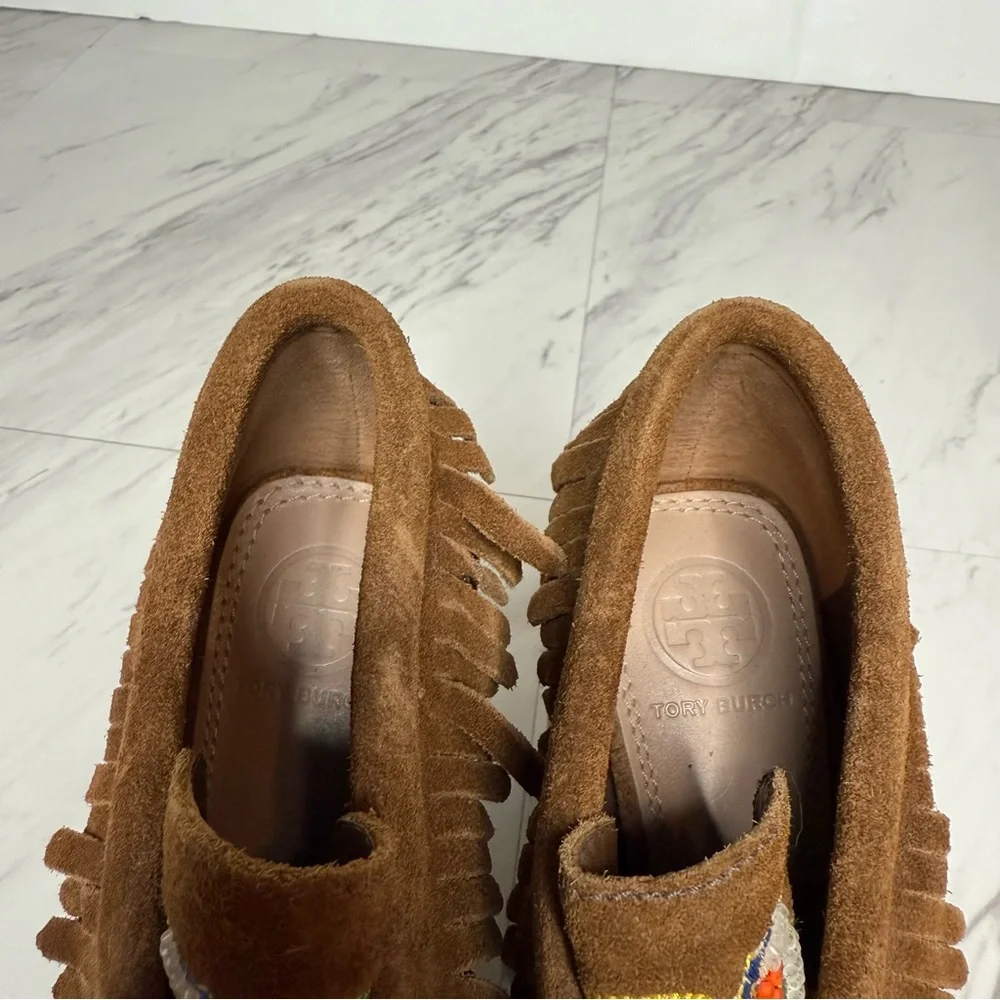 Tory Burch Huntington Fringe Brown Suede Beaded Bootie 5M